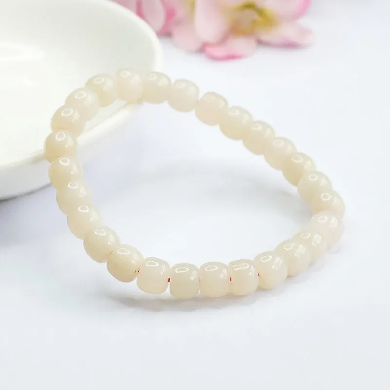 Fortune's Favor Sterling Silver Lotus Root Powder Road Bracelet with Natural Hetian Jade