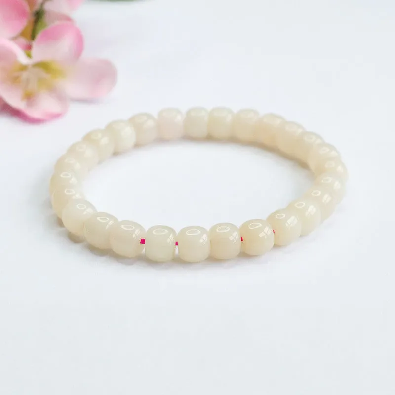 Fortune's Favor Sterling Silver Lotus Root Powder Road Bracelet with Natural Hetian Jade