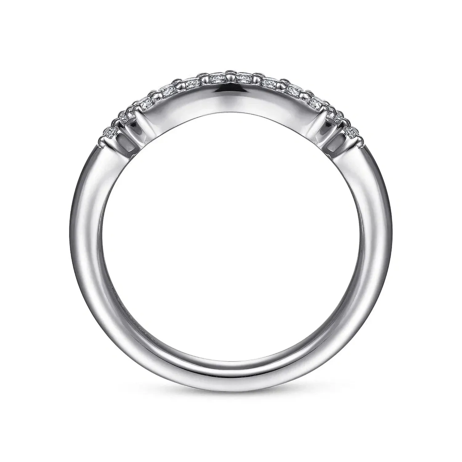 Gabriel & Co. "Carrie" Curved Prong Set Diamond Wedding Band