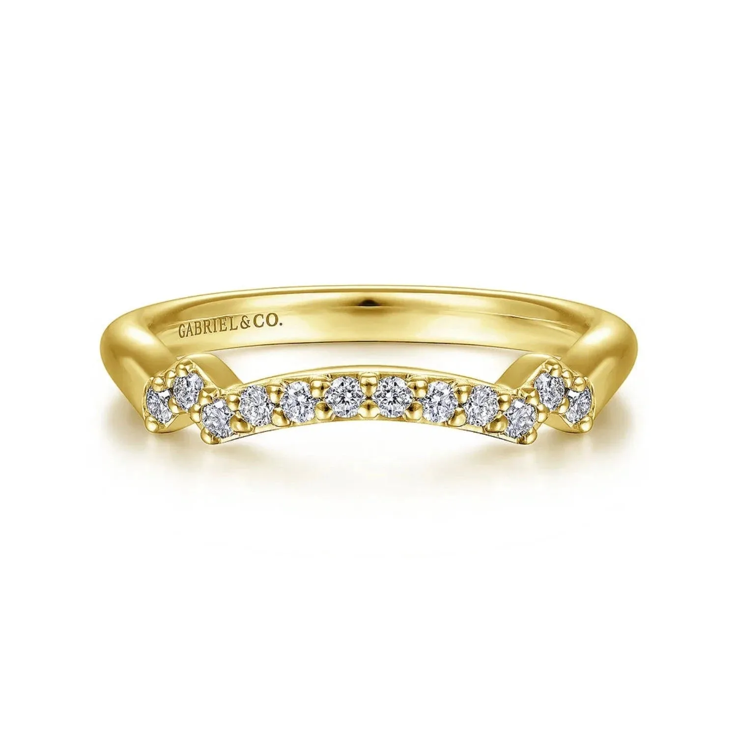 Gabriel & Co. "Carrie" Curved Prong Set Diamond Wedding Band