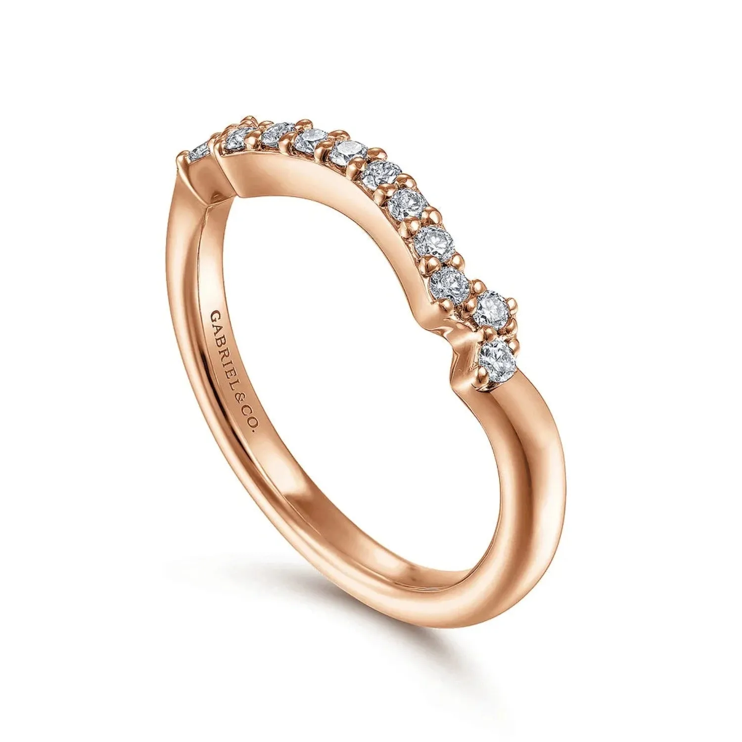 Gabriel & Co. "Carrie" Curved Prong Set Diamond Wedding Band