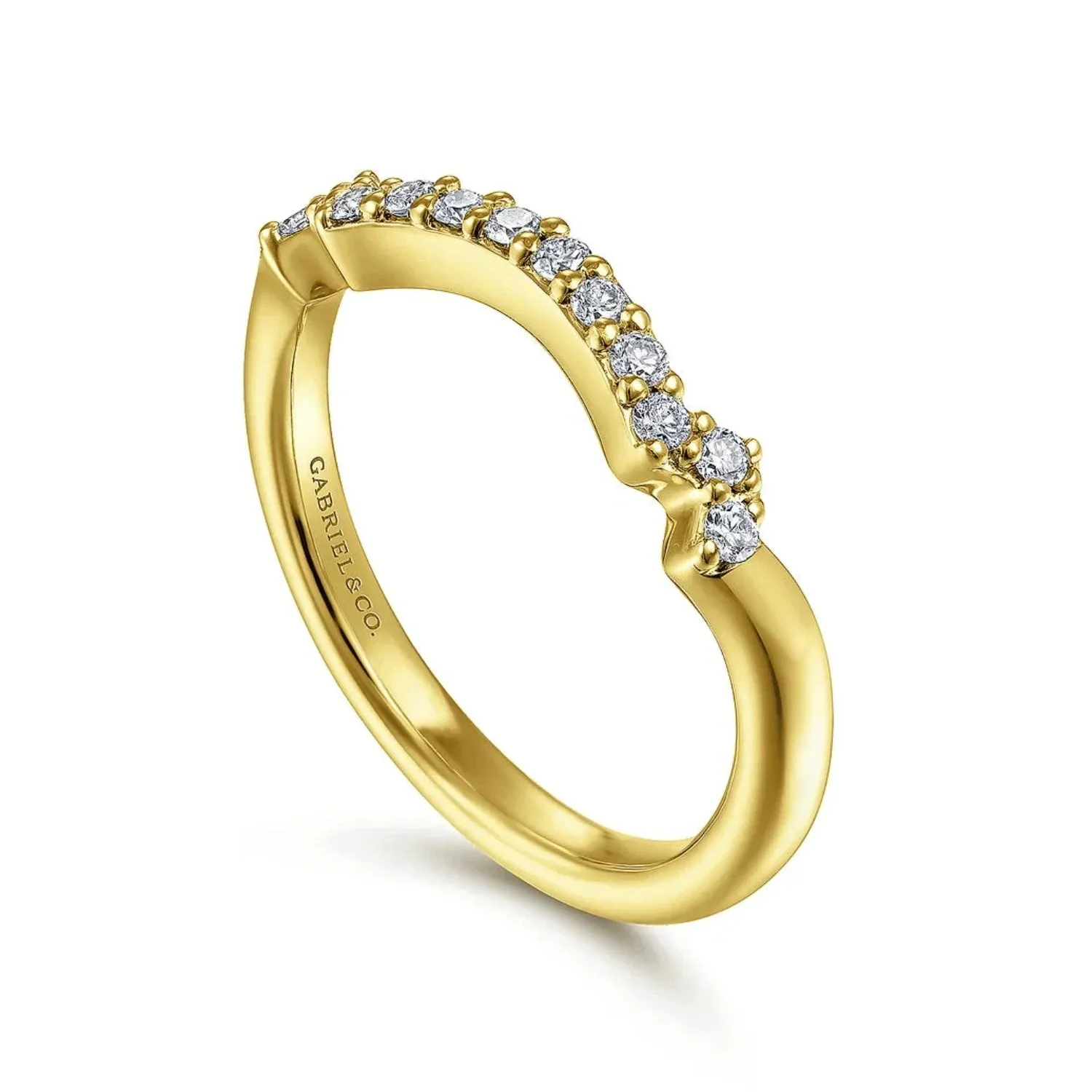 Gabriel & Co. "Carrie" Curved Prong Set Diamond Wedding Band