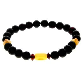 Genuine Baltic Amber Adjustable Beaded Bracelet for Men - MB024LM