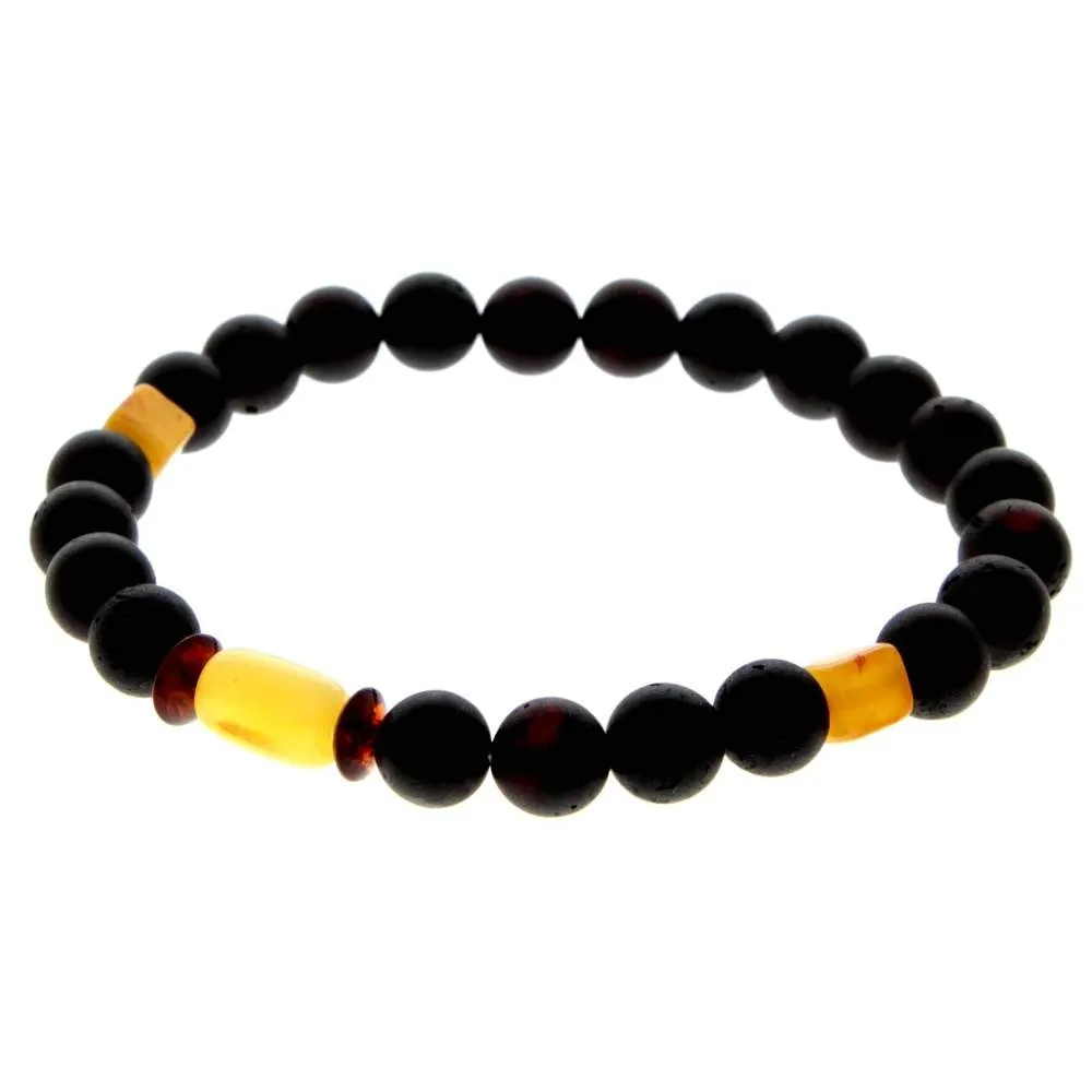 Genuine Baltic Amber Adjustable Beaded Bracelet for Men - MB024LM