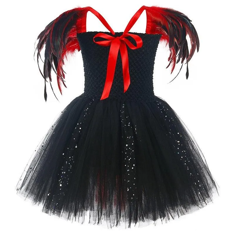 Girl's Bow Shining Princess Dress Makeup Ball Dress Halloween Role Playing Costume Glamorous Little Witch: A Must-Have for Holiday Parties