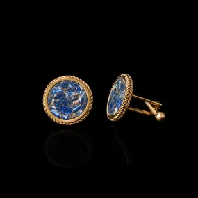 Gold Lapis Lazuli Copper Turquoise Cufflinks | Leaf Cufflinks