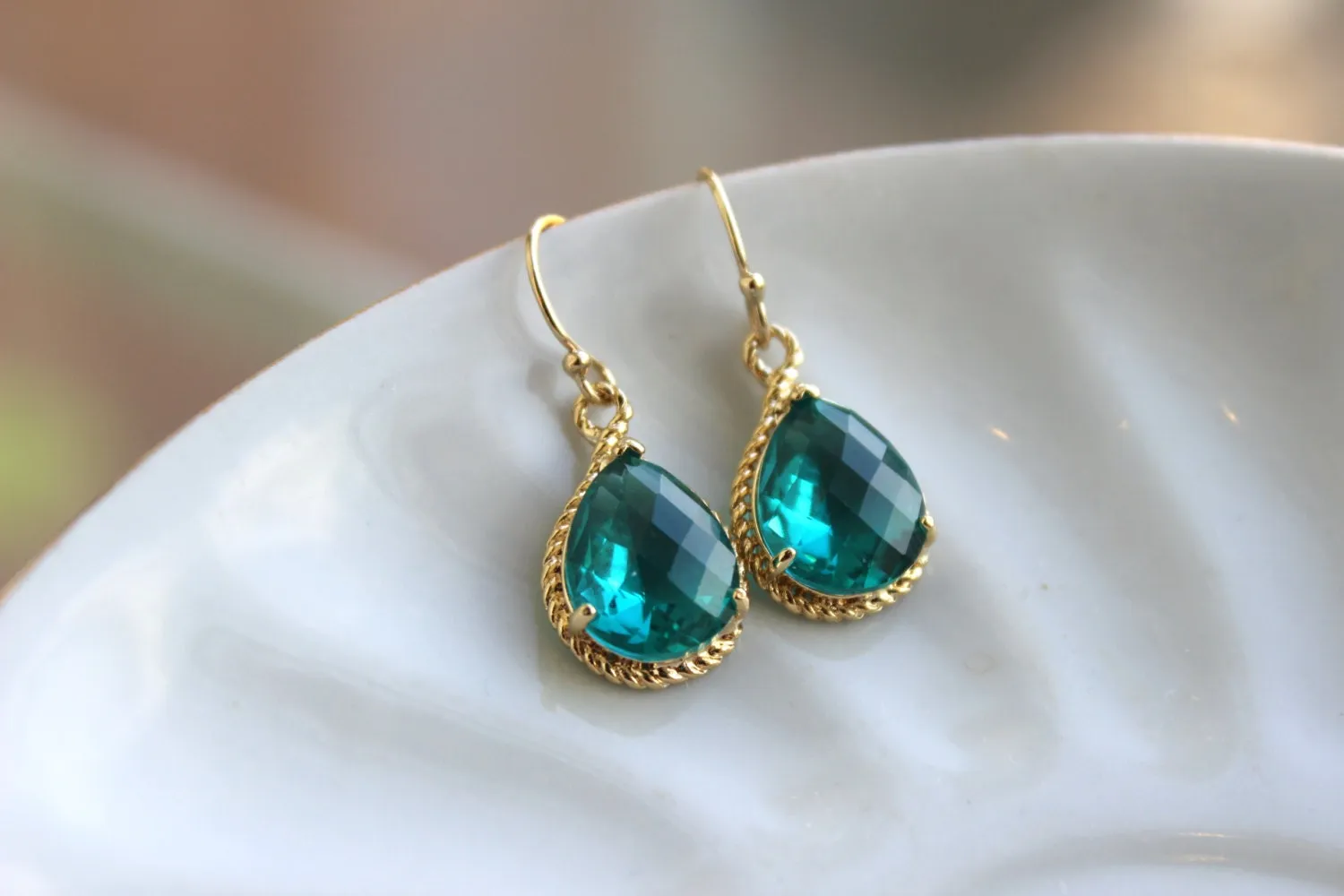 Gold Topaz Earrings Sea Green Jewelry Blue Gold Earrings - Bridesmaid Earrings Topaz Wedding Jewelry Bridal Earrings - Topaz Wedding