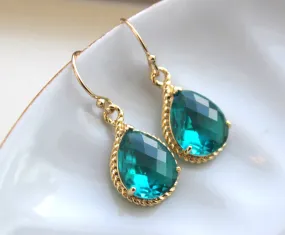 Gold Topaz Earrings Sea Green Jewelry Blue Gold Earrings - Bridesmaid Earrings Topaz Wedding Jewelry Bridal Earrings - Topaz Wedding