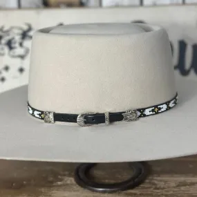 Hat Band | Beaded Black/White/Gold w/ Concho Buckle