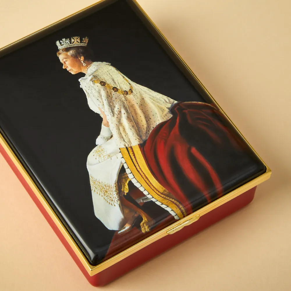 Her Majesty Queen Elizabeth II Enamel Box by Richard Stone