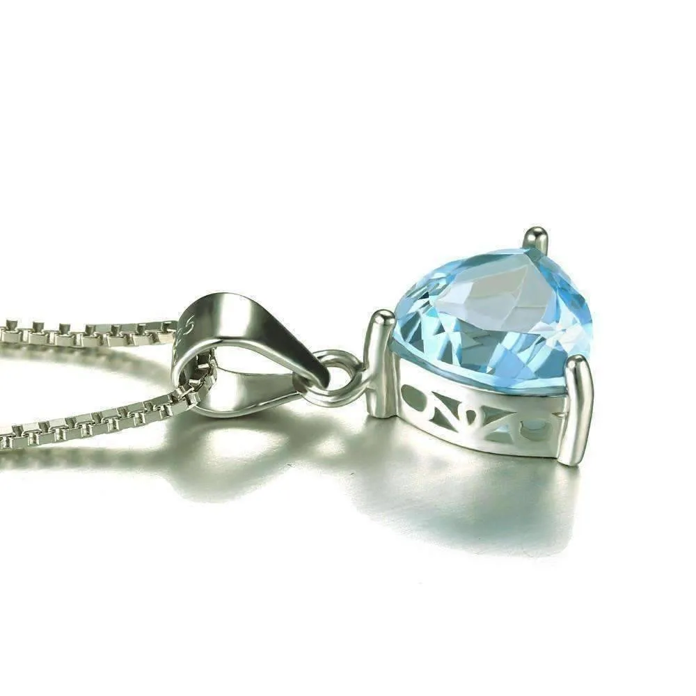 Ice Blue Genuine Topaz Trillion Cut 2.2CT IOBI Precious Gems Pendant Necklace
