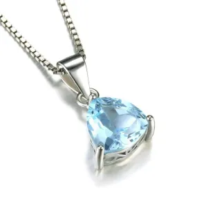 Ice Blue Genuine Topaz Trillion Cut 2.2CT IOBI Precious Gems Pendant Necklace