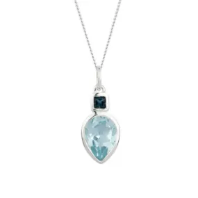 Iris Petal Drop Silver Pendant - natural stones