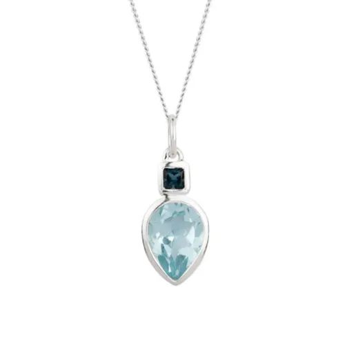 Iris Petal Drop Silver Pendant - natural stones