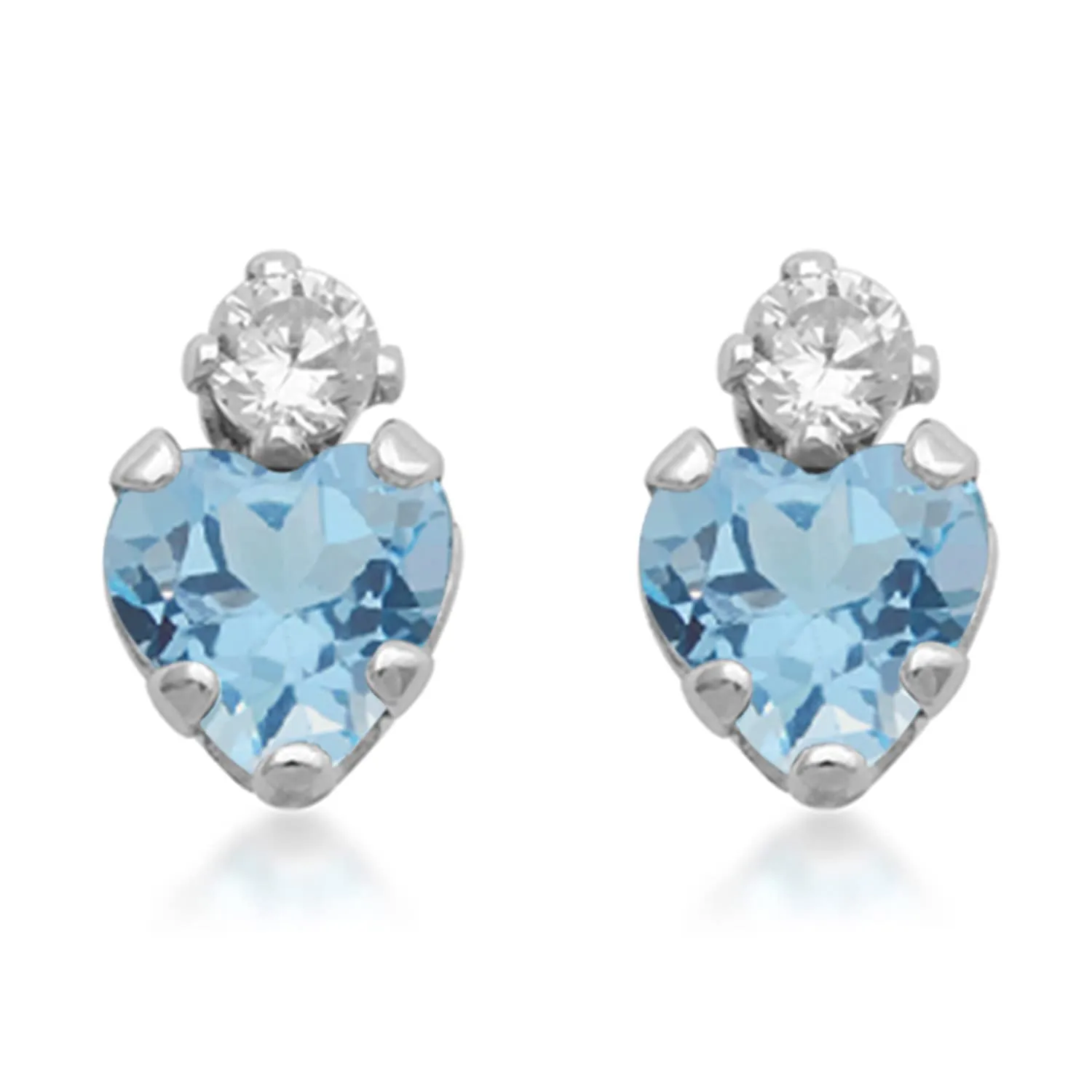 Jewelili Sterling Silver With Swiss Blue Topaz and Cubic Zirconia Earrings Pendant Necklace Jewelry Set
