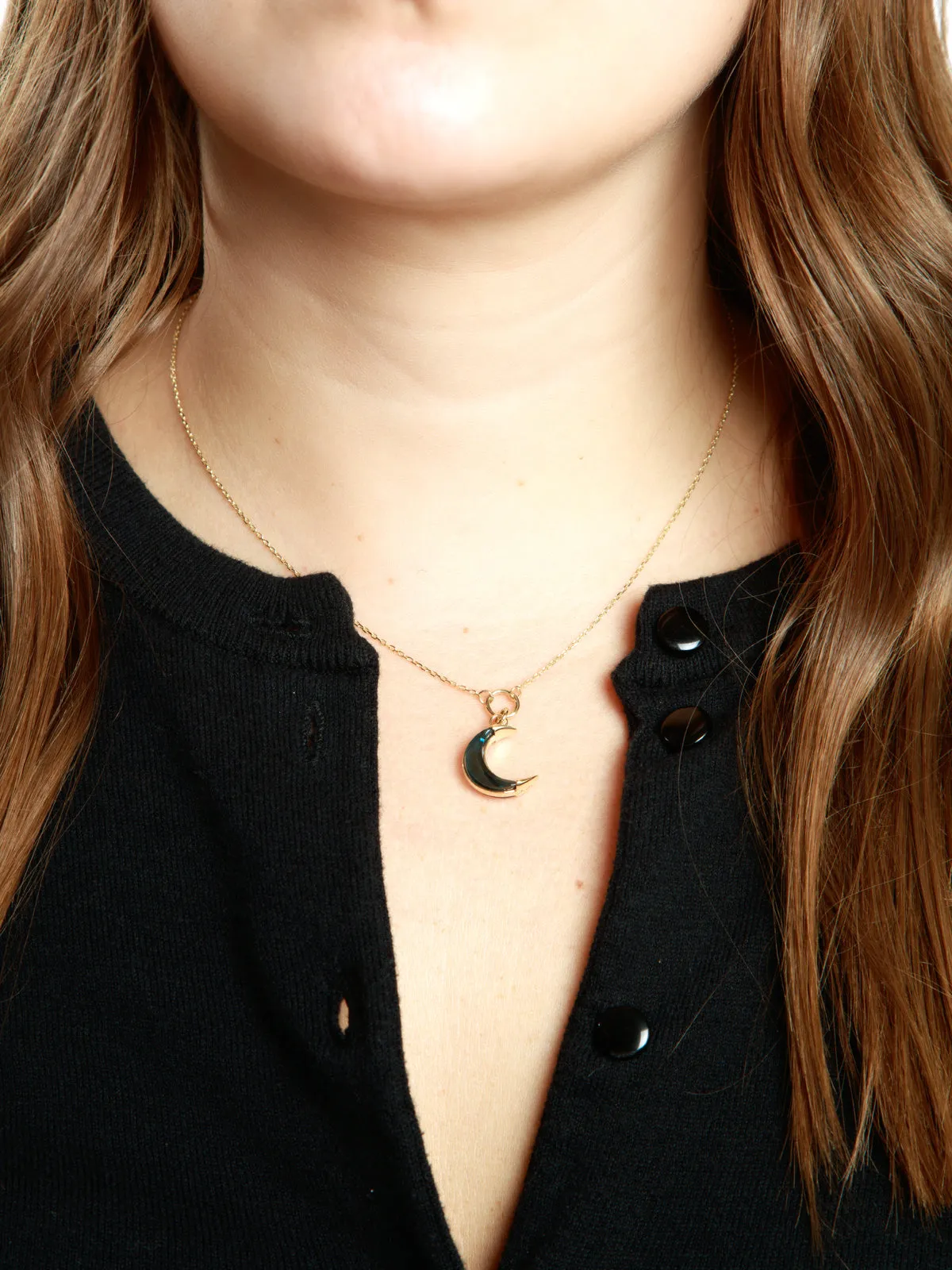 Karma London Blue Topaz Crescent Fine Yellow Gold Necklace