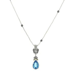 Lagos Caviar Color Blue Topaz Gemstone Pendant Necklace