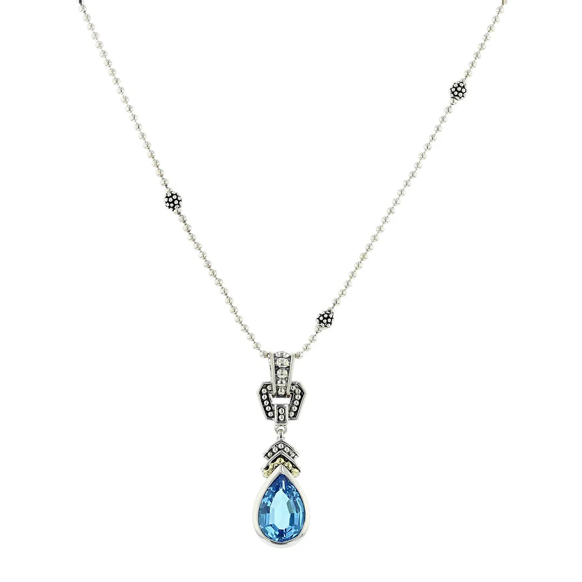Lagos Caviar Color Blue Topaz Gemstone Pendant Necklace
