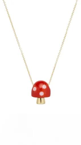L'amanita Necklace in Yellow Gold with Red and White Enamel