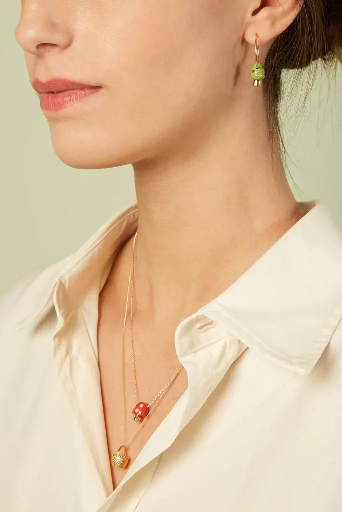 L'amanita Necklace in Yellow Gold with Red and White Enamel