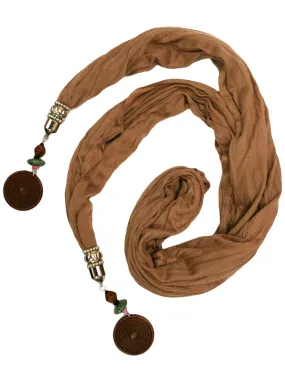 Linen Scarf With Wood Bead Trim