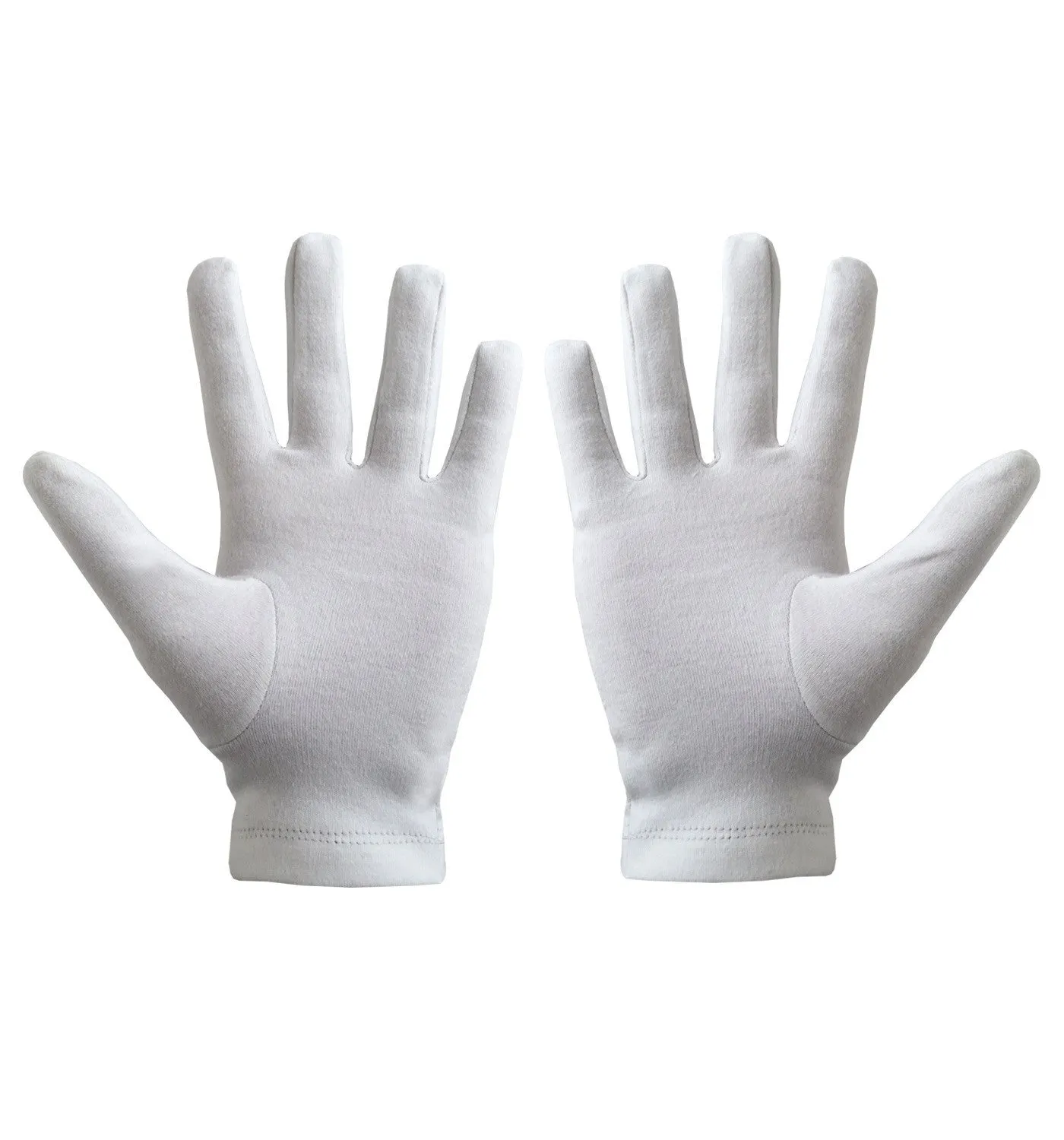 Masonic Acacia Leaf Machine Embroidery White Cotton Gloves 