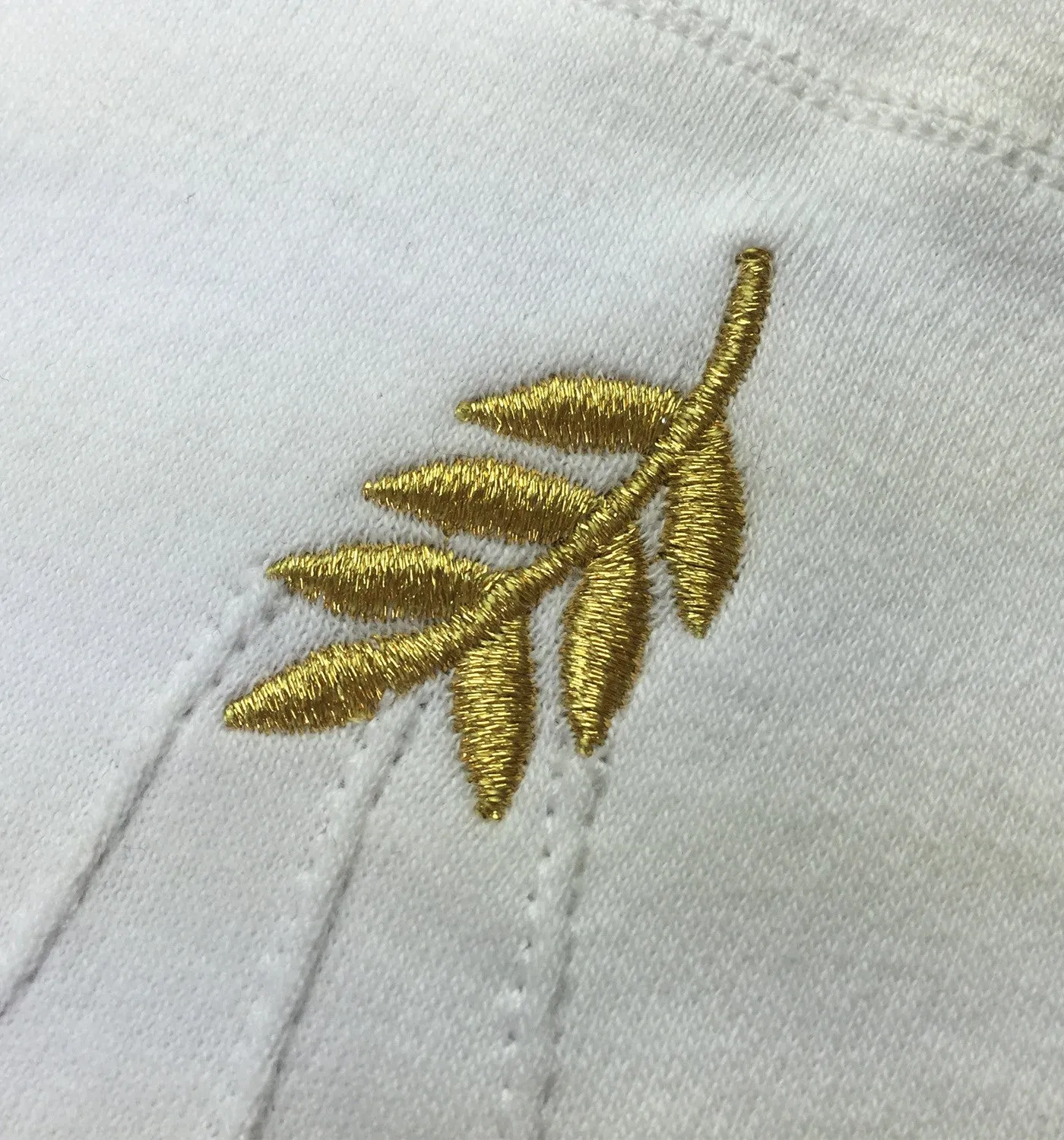 Masonic Acacia Leaf Machine Embroidery White Cotton Gloves 