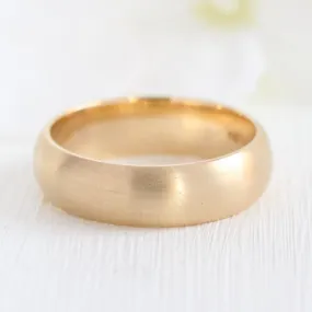Matte Domed Wedding Band 6mm in Yellow Gold Men’s Comfort Fit Ring