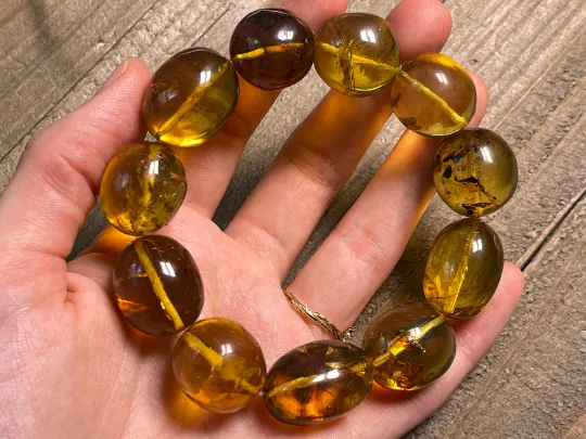 Mexican AMBER Crystal Bracelet - Beaded Bracelet, Handmade Jewelry, Healing Crystals and Stones, 48474