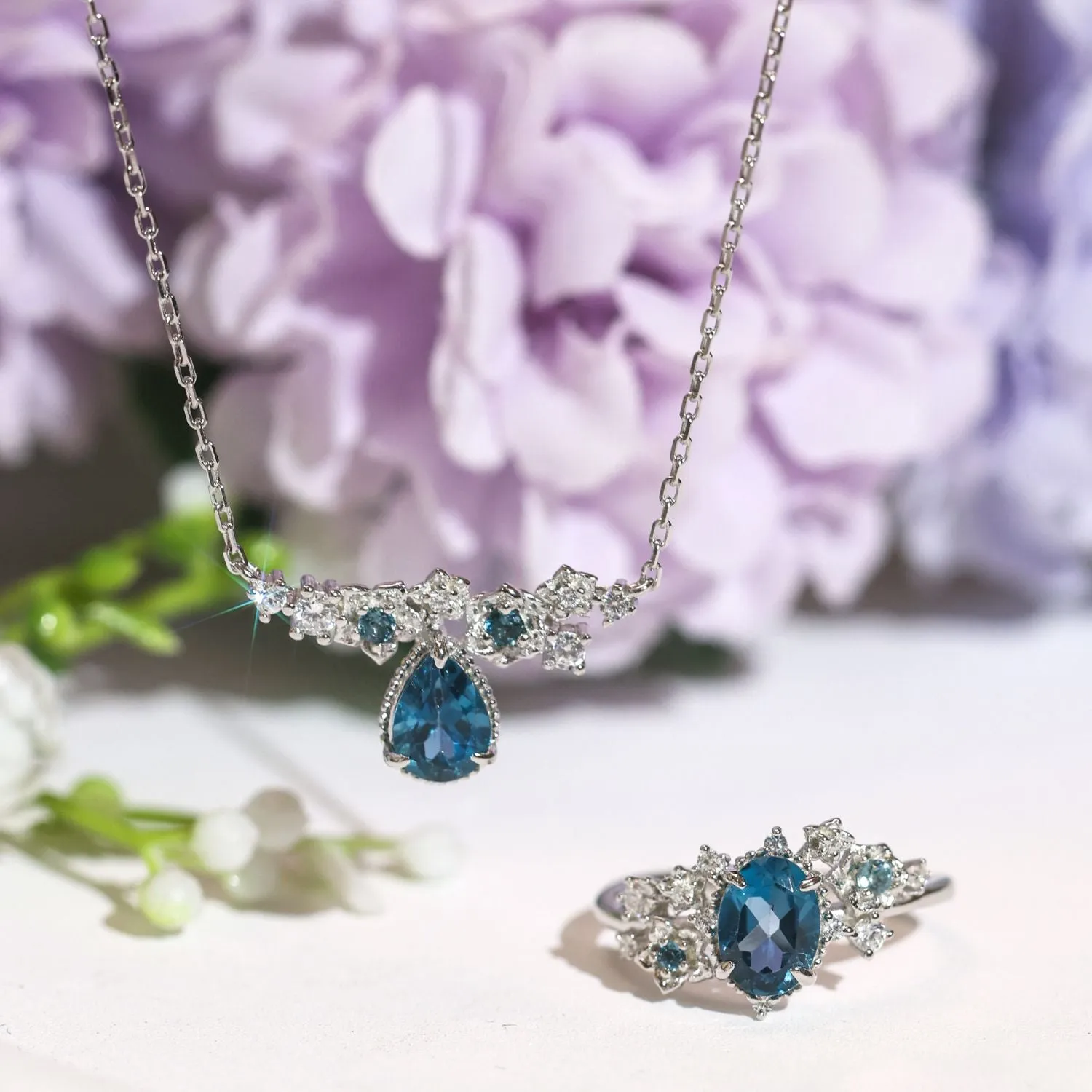 Midnight Veil London Blue Topaz Necklace