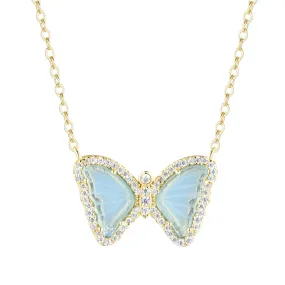 Mini Butterfly Necklace in Light Teal