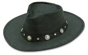 Minnetonka Buffalo Nickel Genuine Black Leather Boho Hat With Nickel Concho Hat Band Size Small Medium Or Large