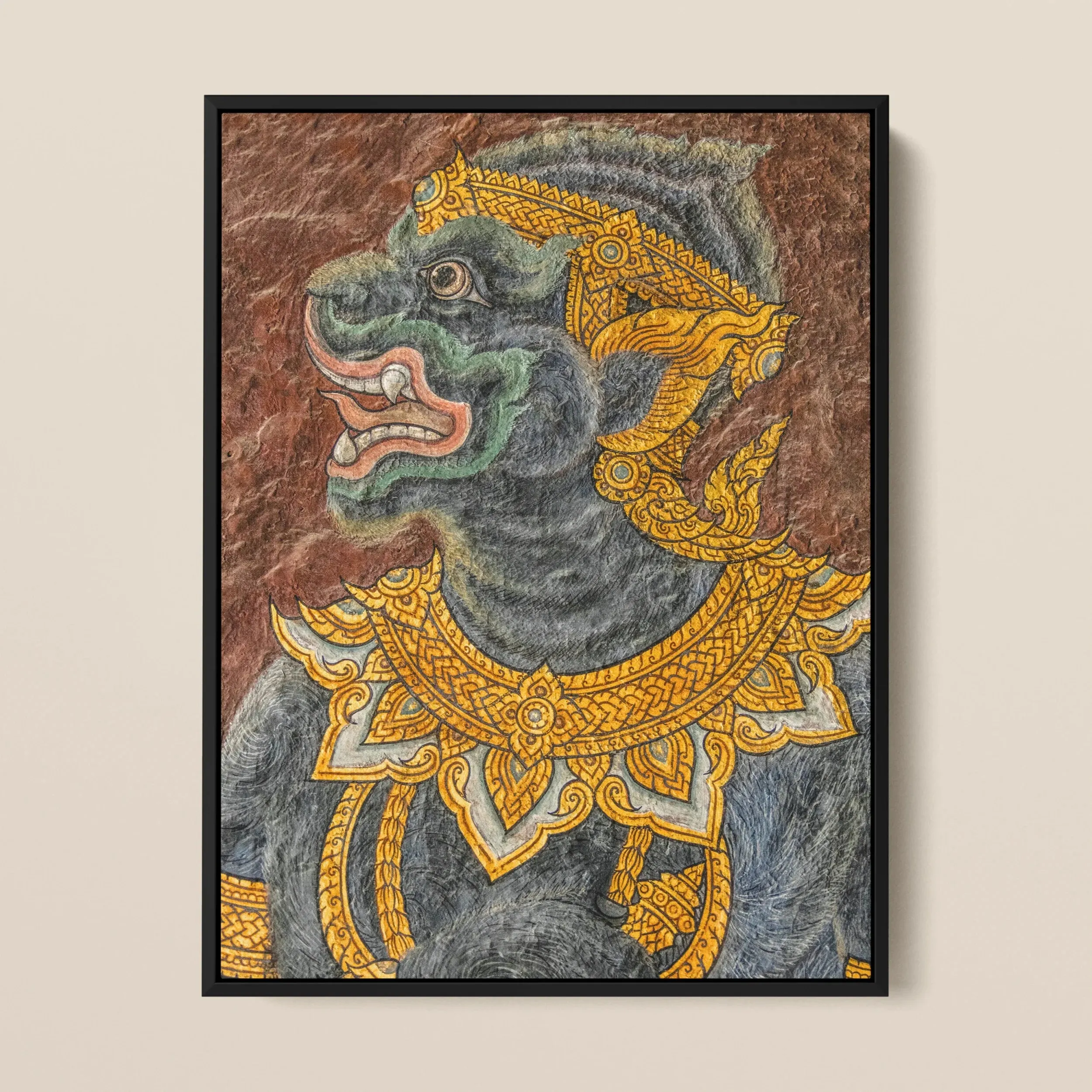 Monkey Do Too - Thai Mural Art Framed Canvas