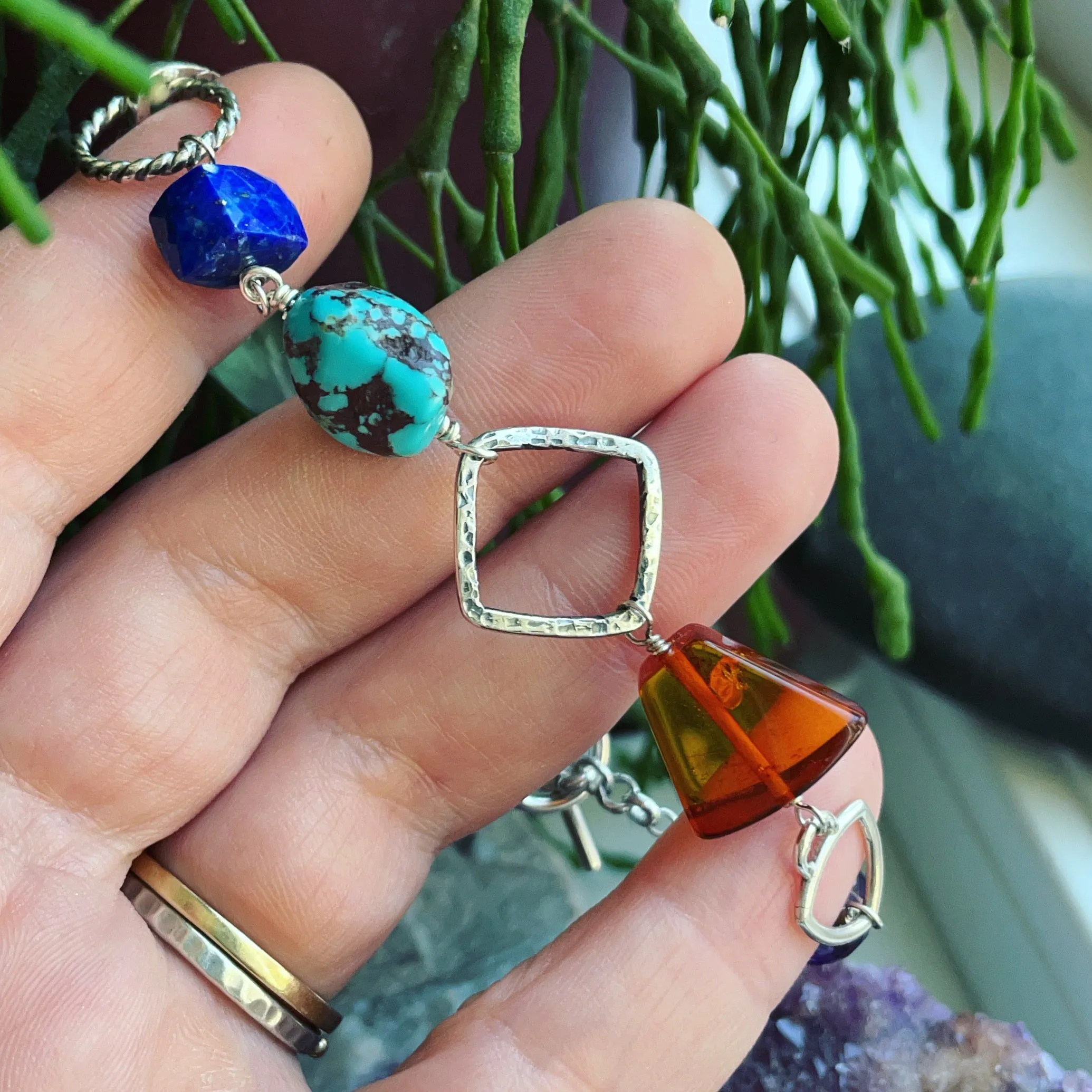 Multi Bead and Sterling Silver Bracelet
