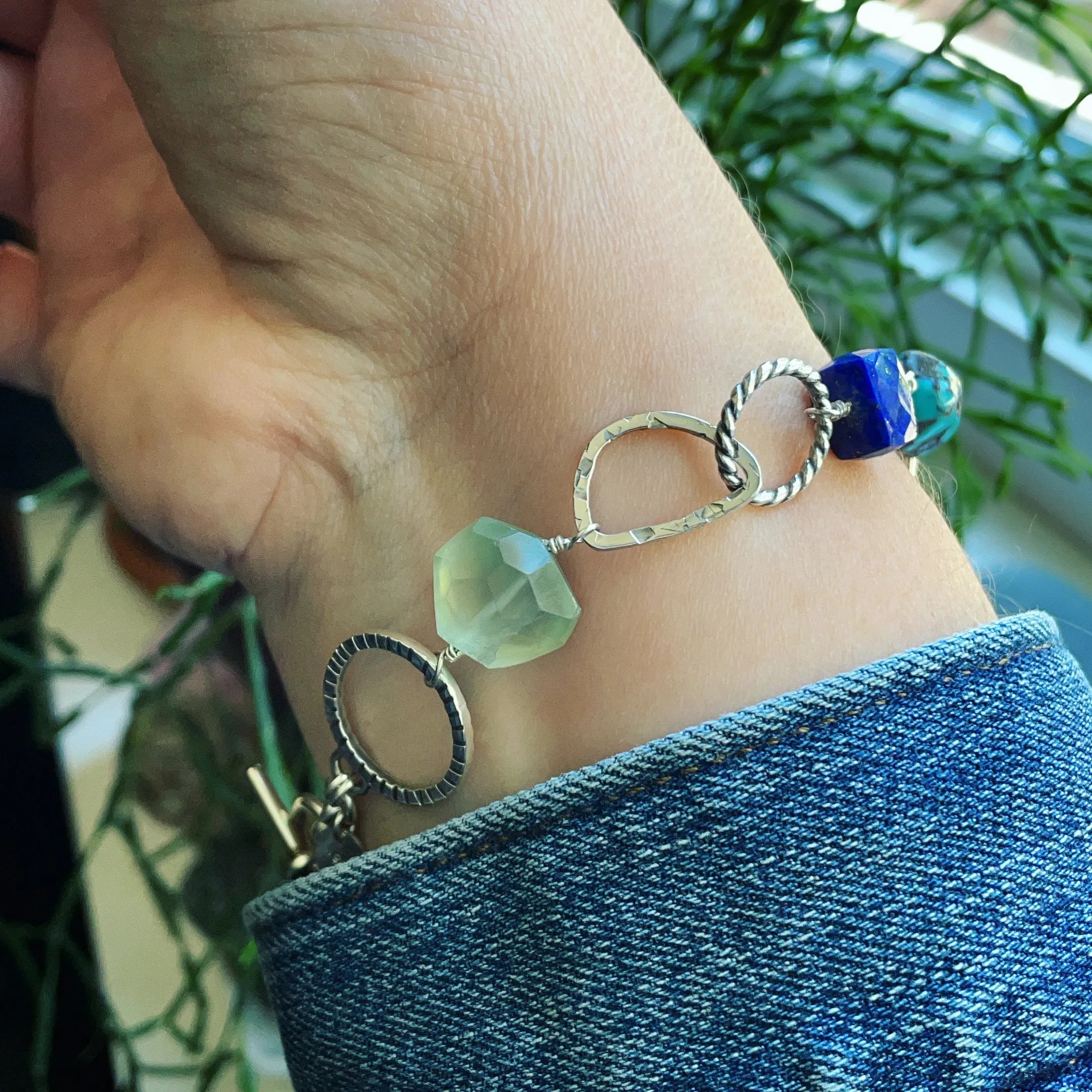 Multi Bead and Sterling Silver Bracelet