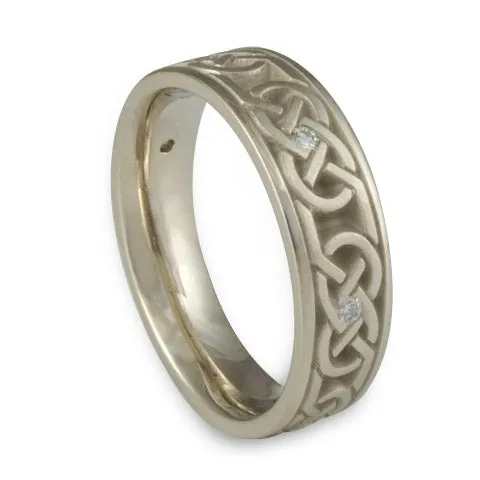 Narrow Love Knot With Diamonds Wedding Ring in 14K White Gold