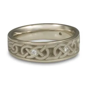 Narrow Love Knot With Diamonds Wedding Ring in 14K White Gold