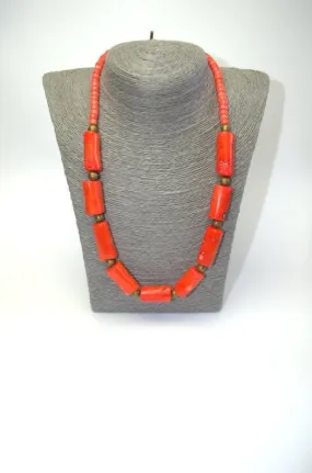 Natural salmon coral necklace Handmade Vintage boho necklace Red coral necklace Genuine real coral Gifts for her Personalized gifts for mom