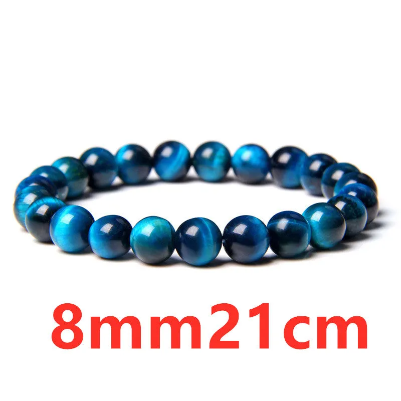 Natural Tiger Eye and Lapis Lazuli Stone Beaded Bracelet