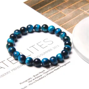 Natural Tiger Eye and Lapis Lazuli Stone Beaded Bracelet