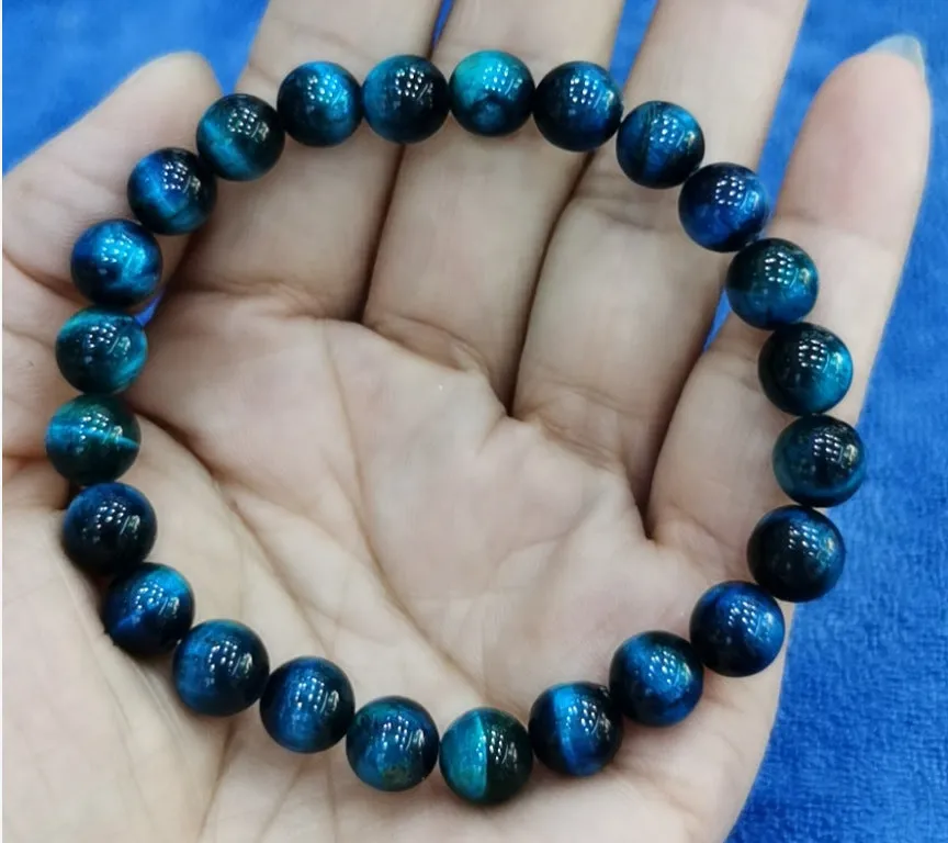 Natural Tiger Eye and Lapis Lazuli Stone Beaded Bracelet