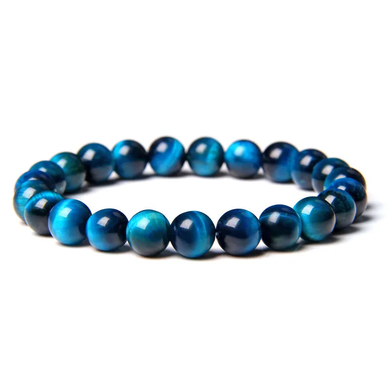 Natural Tiger Eye and Lapis Lazuli Stone Beaded Bracelet
