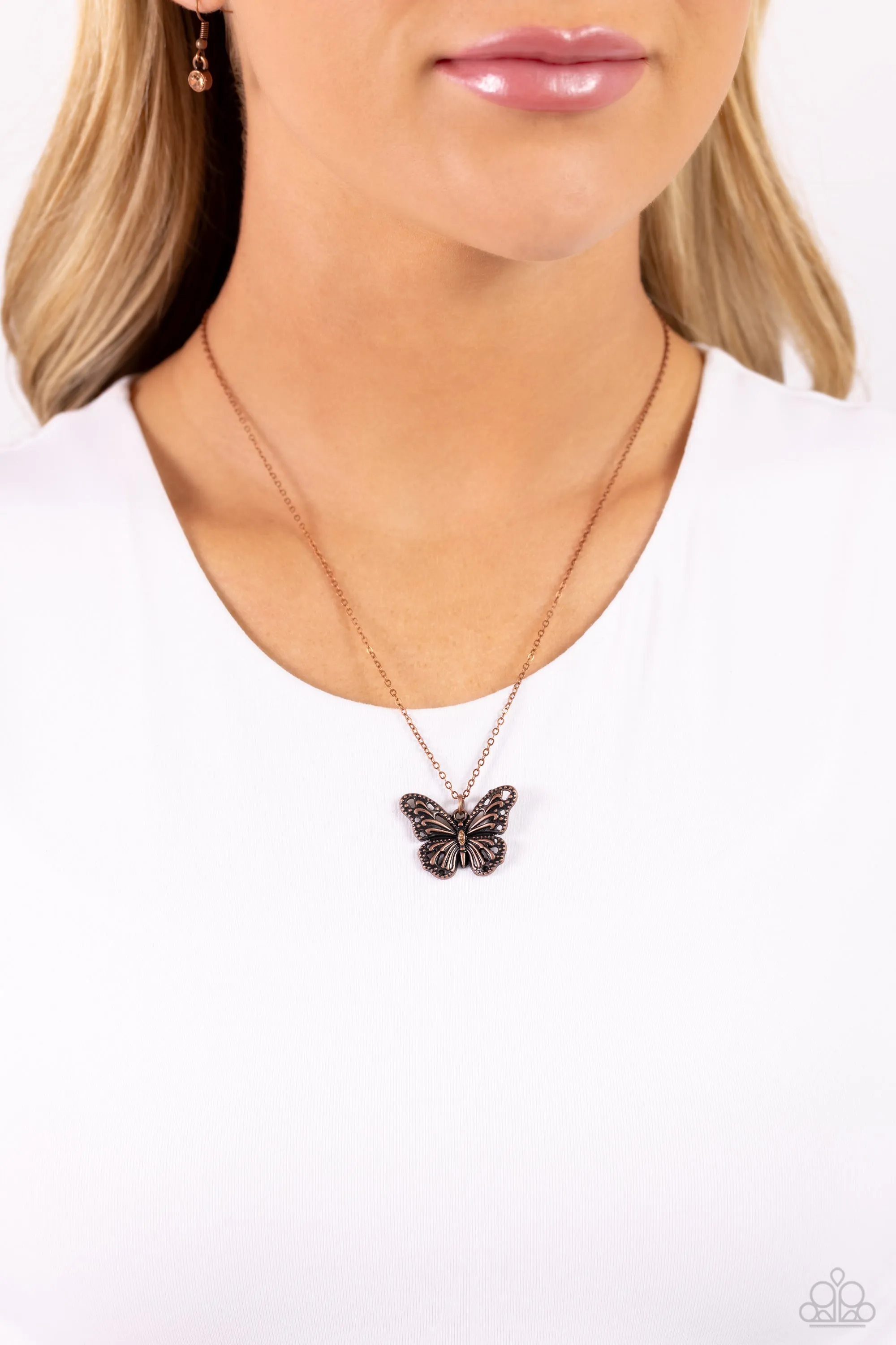 Necklaces Textured Talent - Copper Butterflies N2307