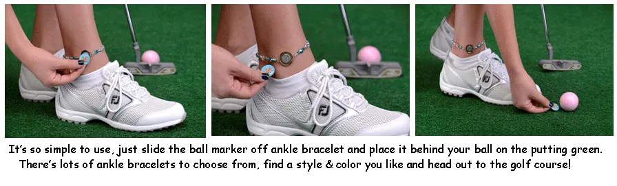 One Putt Designs - Lush Lapis Lazuli with gold glass beads Ball Marker Ankle Bracelet #4LL
