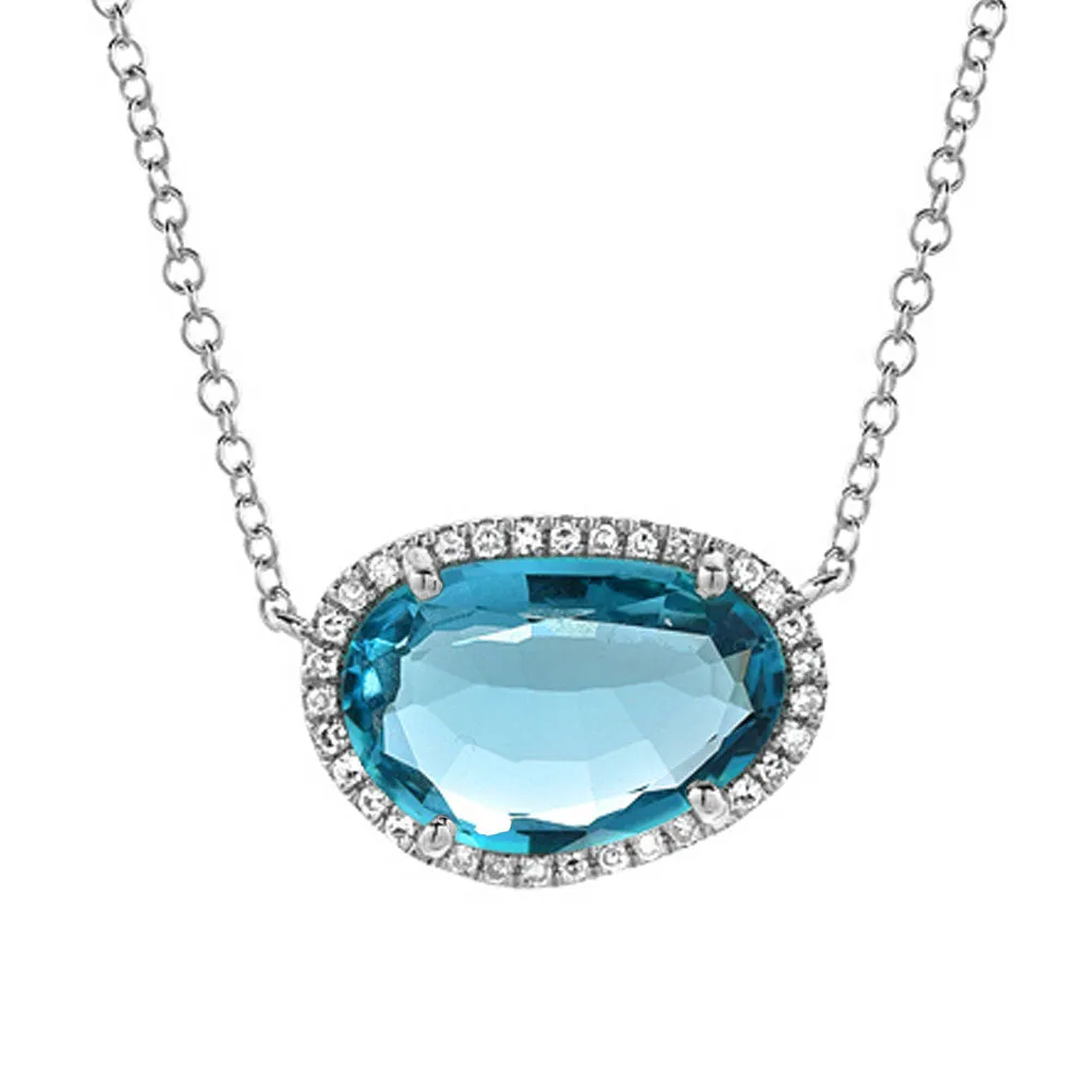 Organic Shape London Blue Topaz & Diamond Necklace