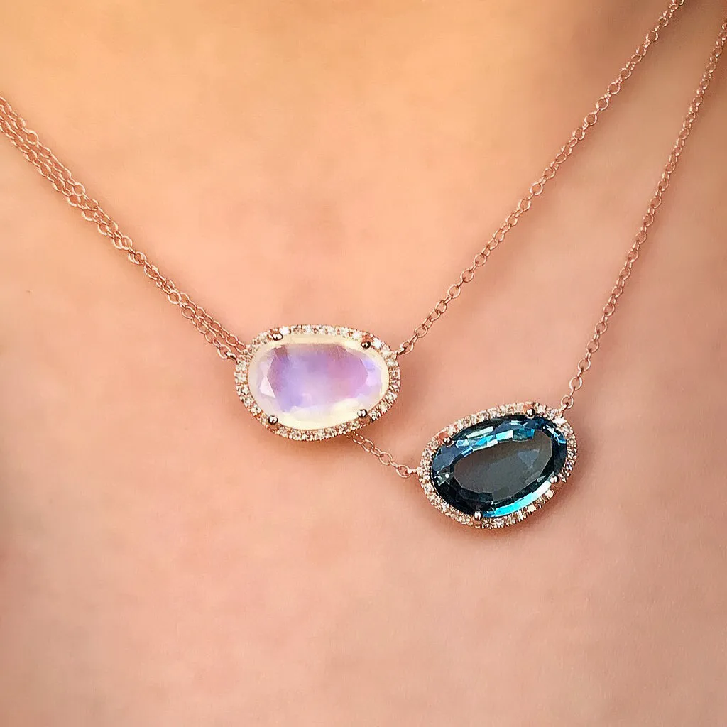 Organic Shape London Blue Topaz & Diamond Necklace