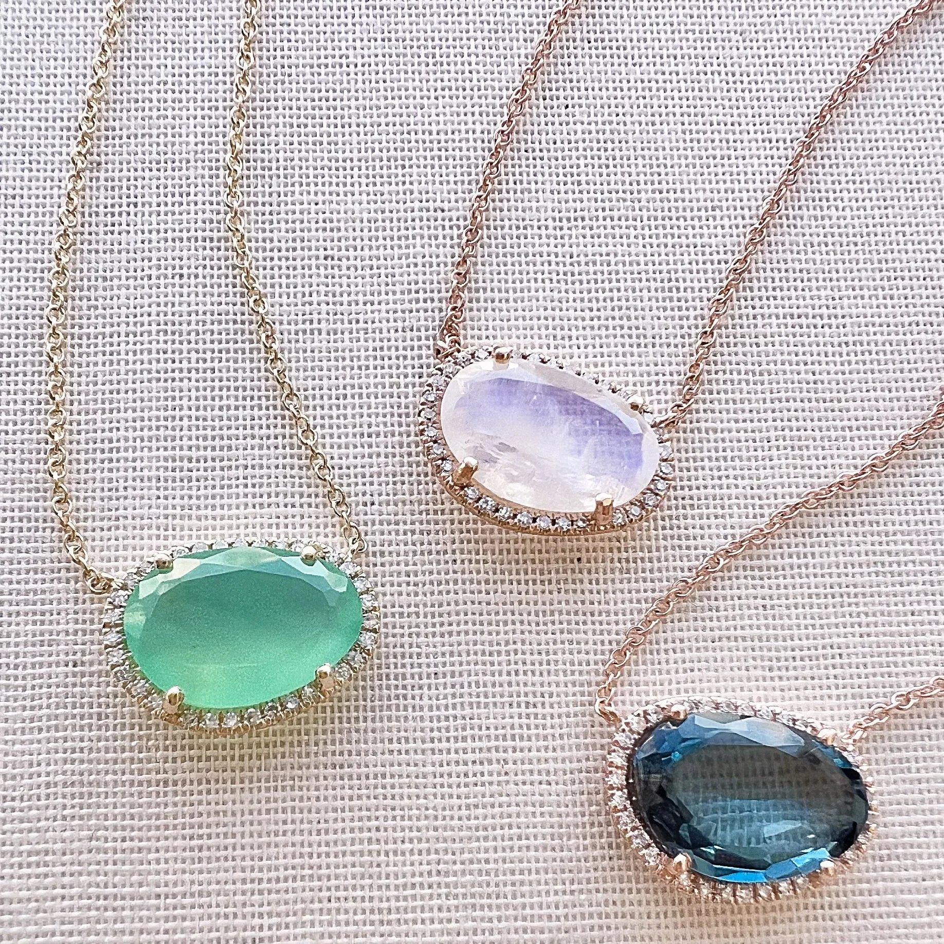 Organic Shape London Blue Topaz & Diamond Necklace