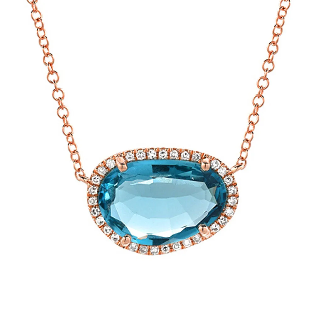 Organic Shape London Blue Topaz & Diamond Necklace