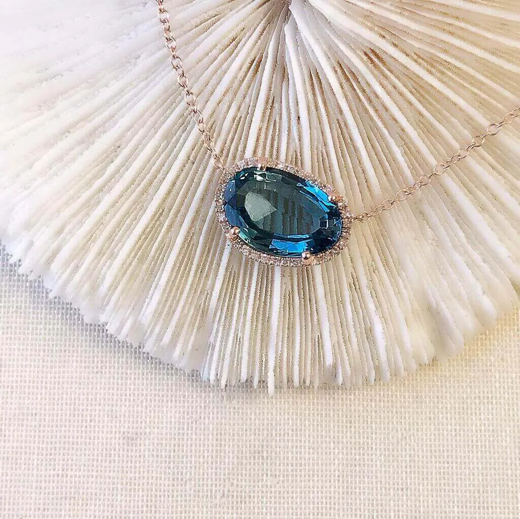 Organic Shape London Blue Topaz & Diamond Necklace