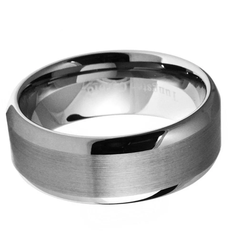 Paris Jewelry 8mm Tungsten Silver Brushed Ring Wedding Band For Men & Women